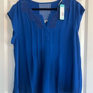 Daniel Rainn Blue Pleated Blouse